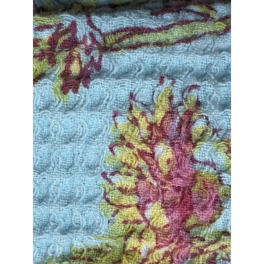 April Cornell WILDFLOWERS Turquoise Aqua Kitchen Dish Tea Towels Set Of 3 Bright